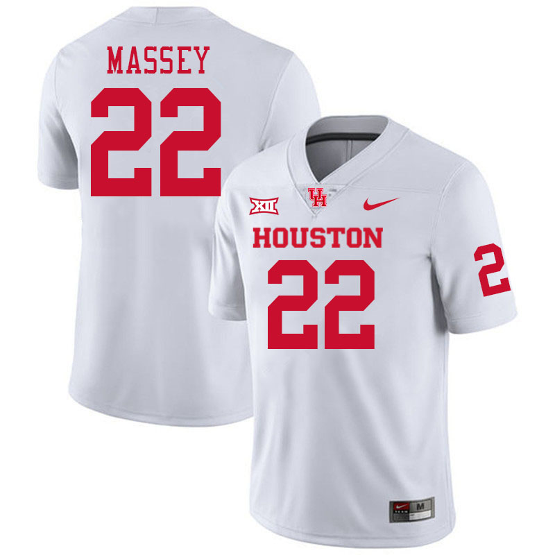 Men #22 Bryan Massey Houston Cougars College Football Jerseys Stitched-White